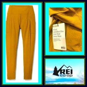 NWT REI Active Pursuits 7/8 Ribbed Tights Golden Olive